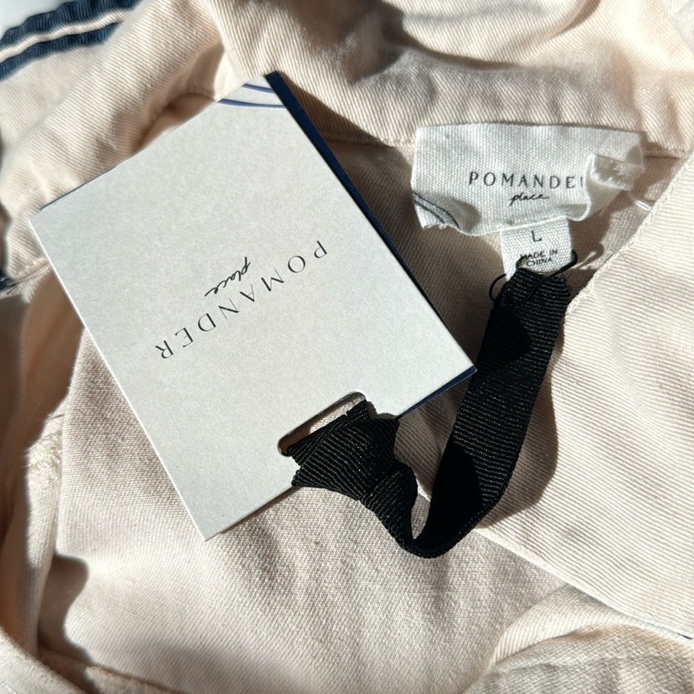 Pomander Place NEW Gardenia Hart Cotton Preppy Collared Mini Shirt Dress Size L - Picture 8 of 8